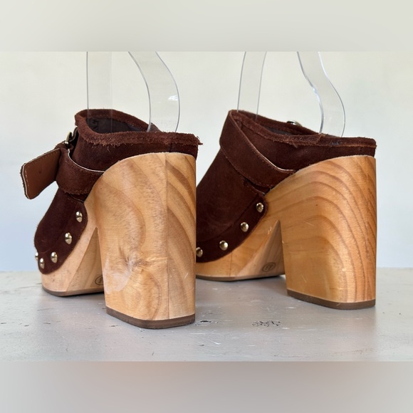 Steve Madden Hilde Brown Suede Wood Mule Clogs Women's Size 8.5 M - Picture 3 of 10